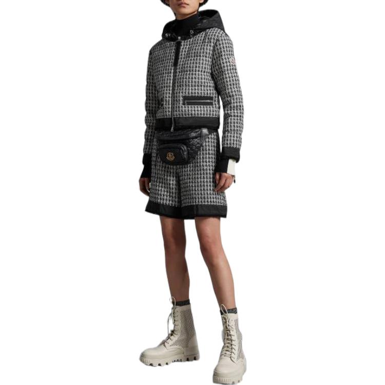 (Women) Moncler SS23 Remonay Houndstooth Logo Long Sleeve Hoodie Jacket Women Black I10931A00026596PRF09 圖 3