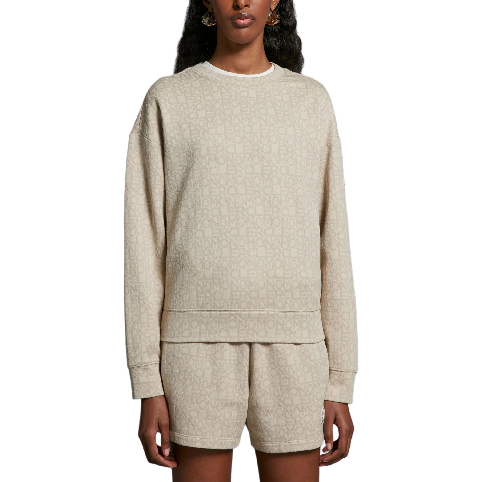 (Women) Moncler SS24  Beige Jacquard Letter Pattern Crewneck Pullover Sweatshirt J10938G0003689AHBF22 圖 3