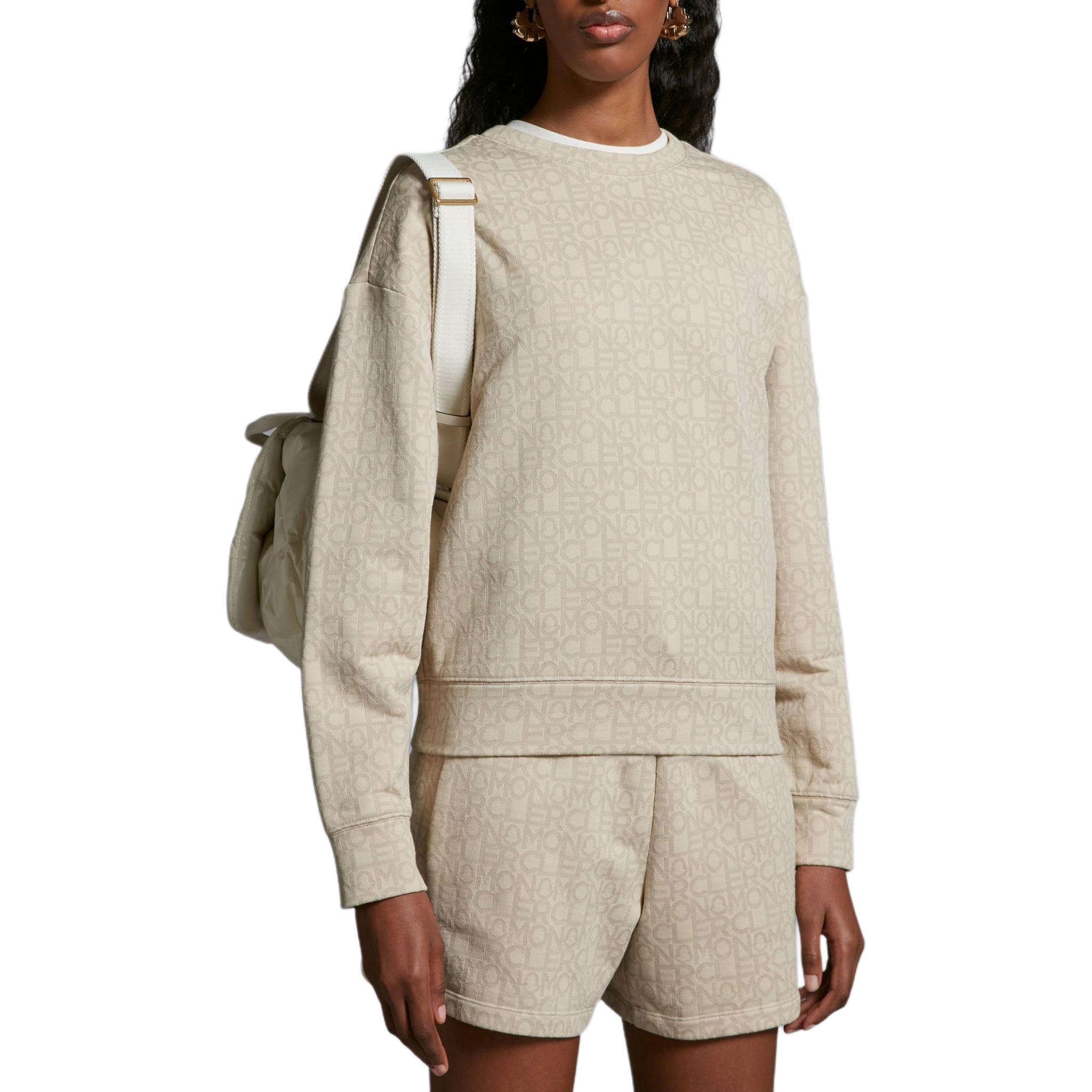 (Women) Moncler SS24  Beige Jacquard Letter Pattern Crewneck Pullover Sweatshirt J10938G0003689AHBF22 圖 5