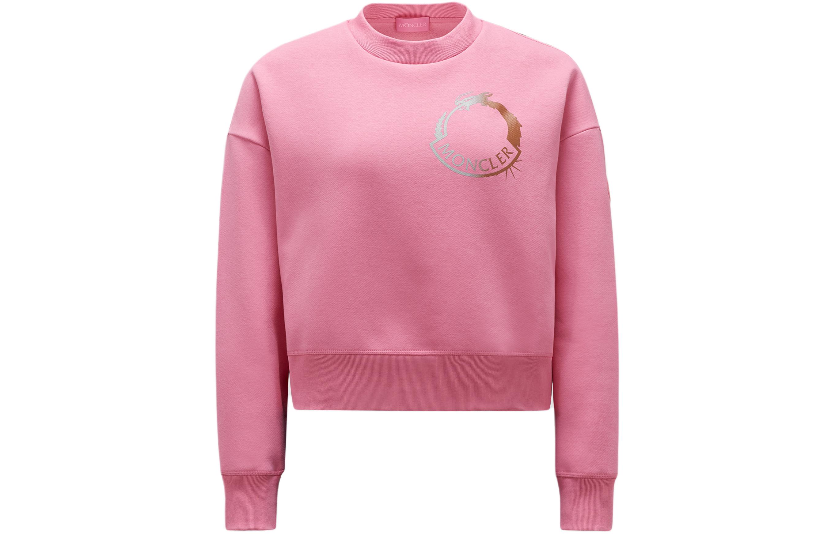 (Women) Moncler SS24  Pink Fleece Sweatshirt with Dragon Patch, Year of the Dragon Series. J10938G00010M3929528
