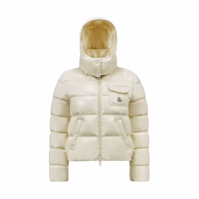 (Women) Moncler SS24 Quilted Shiny Hooded Down Jacket Yellow with Badge Pocket. J10931A00002597EU10W