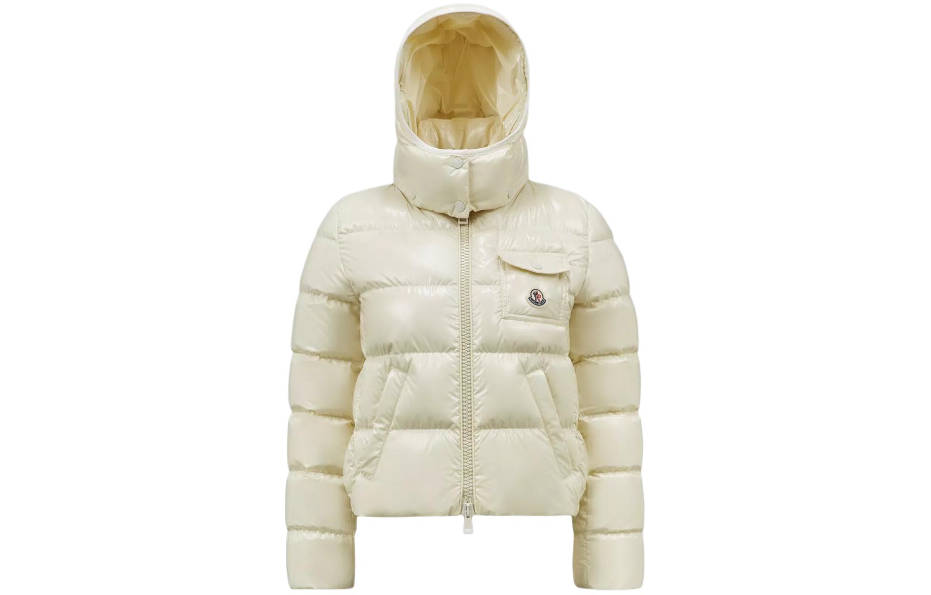 (Women) Moncler SS24  Quilted Shiny Hooded Down Jacket Yellow with Badge Pocket. J10931A00002597EU10W 圖 2