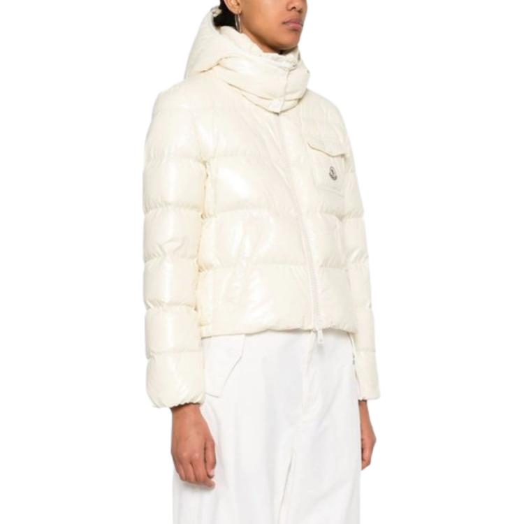 (Women) Moncler SS24  Quilted Shiny Hooded Down Jacket Yellow with Badge Pocket. J10931A00002597EU10W 圖 3