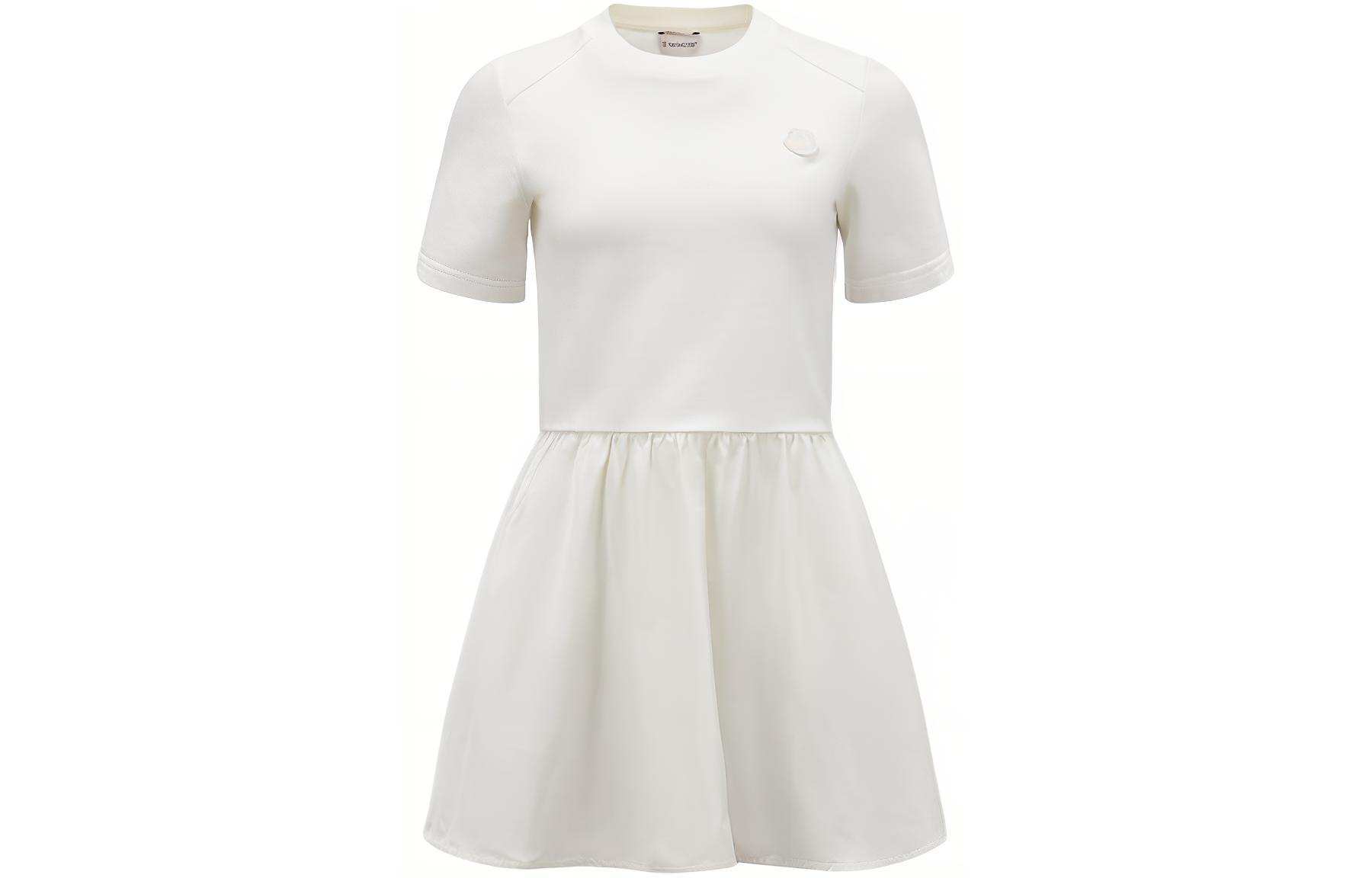 (Women) Moncler SS24  Short Sleeve Colorblock Dress White. J10938I0001989A1K034