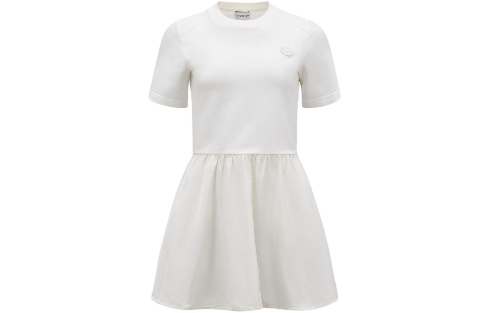 Order (Women) Moncler SS24  Short Sleeve Colorblock Dress White. J10938I0001989A1K034