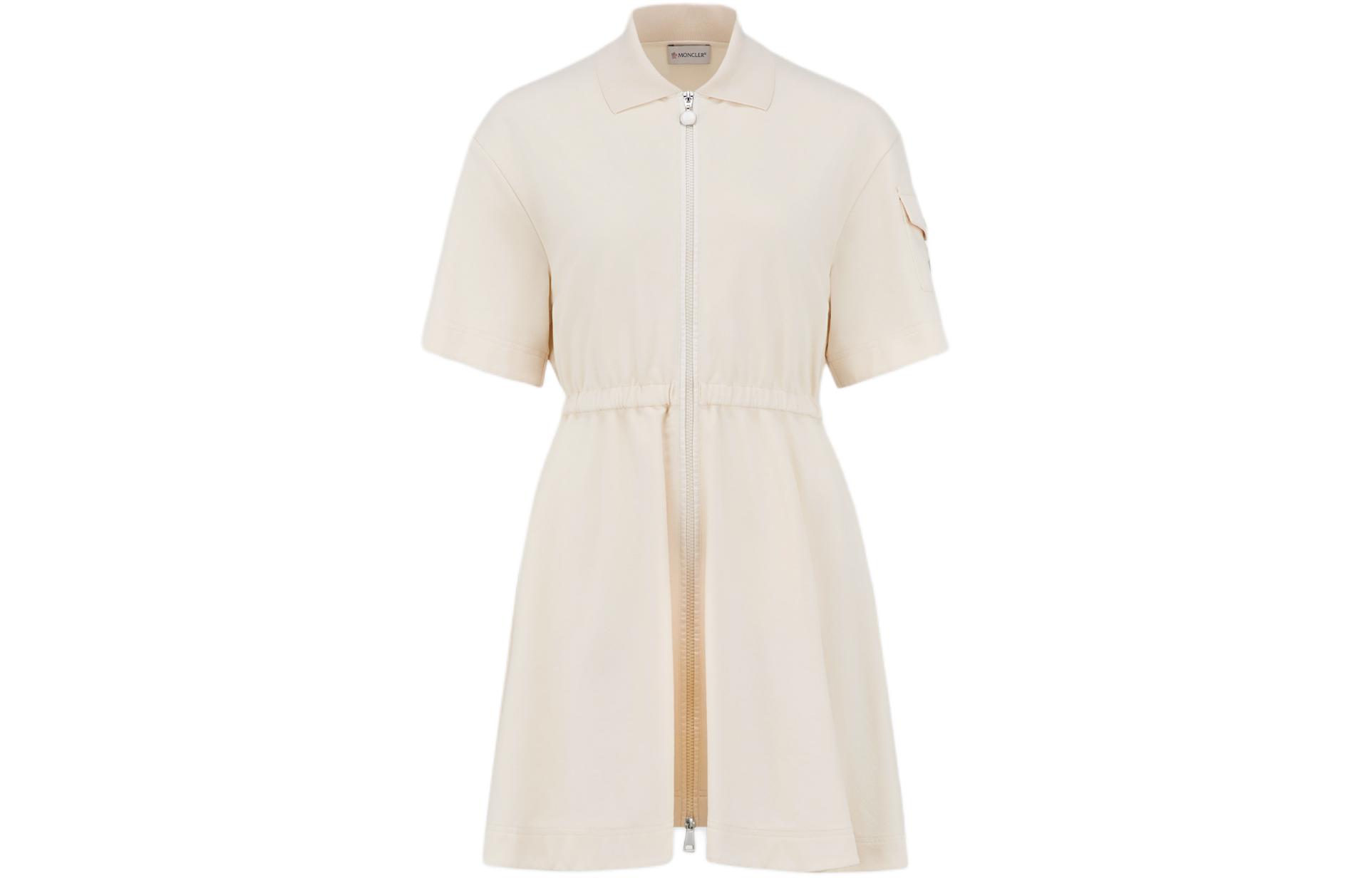 Order (Women) Moncler SS24  White Polo Collar Drawstring Waist Fleece Dress. J10938I0000889A1K060