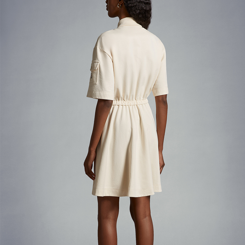 Purchase (Women) Moncler SS24  White Polo Collar Drawstring Waist Fleece Dress. J10938I0000889A1K060