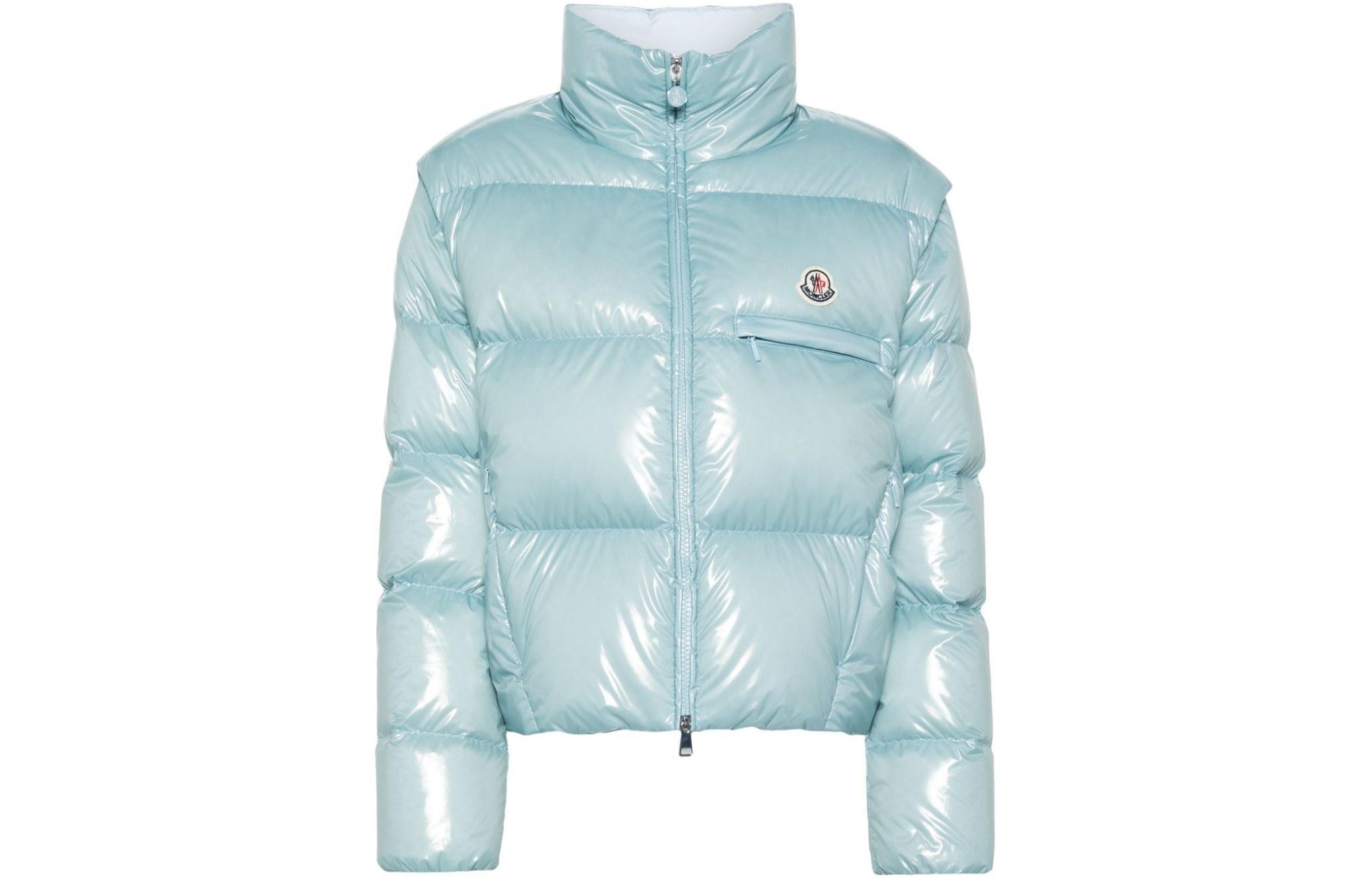 (Women) Moncler SS24 Almo Logo Detachable Sleeve Short Puffer Jacket Women Light Blue 1A000045960776R 圖 2