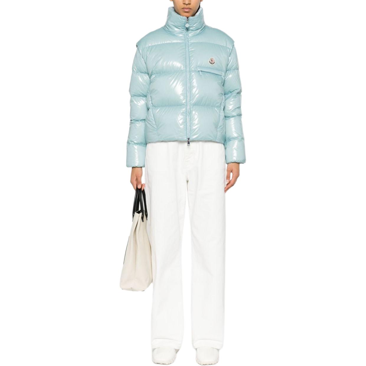 (Women) Moncler SS24 Almo Logo Detachable Sleeve Short Puffer Jacket Women Light Blue 1A000045960776R 圖 3
