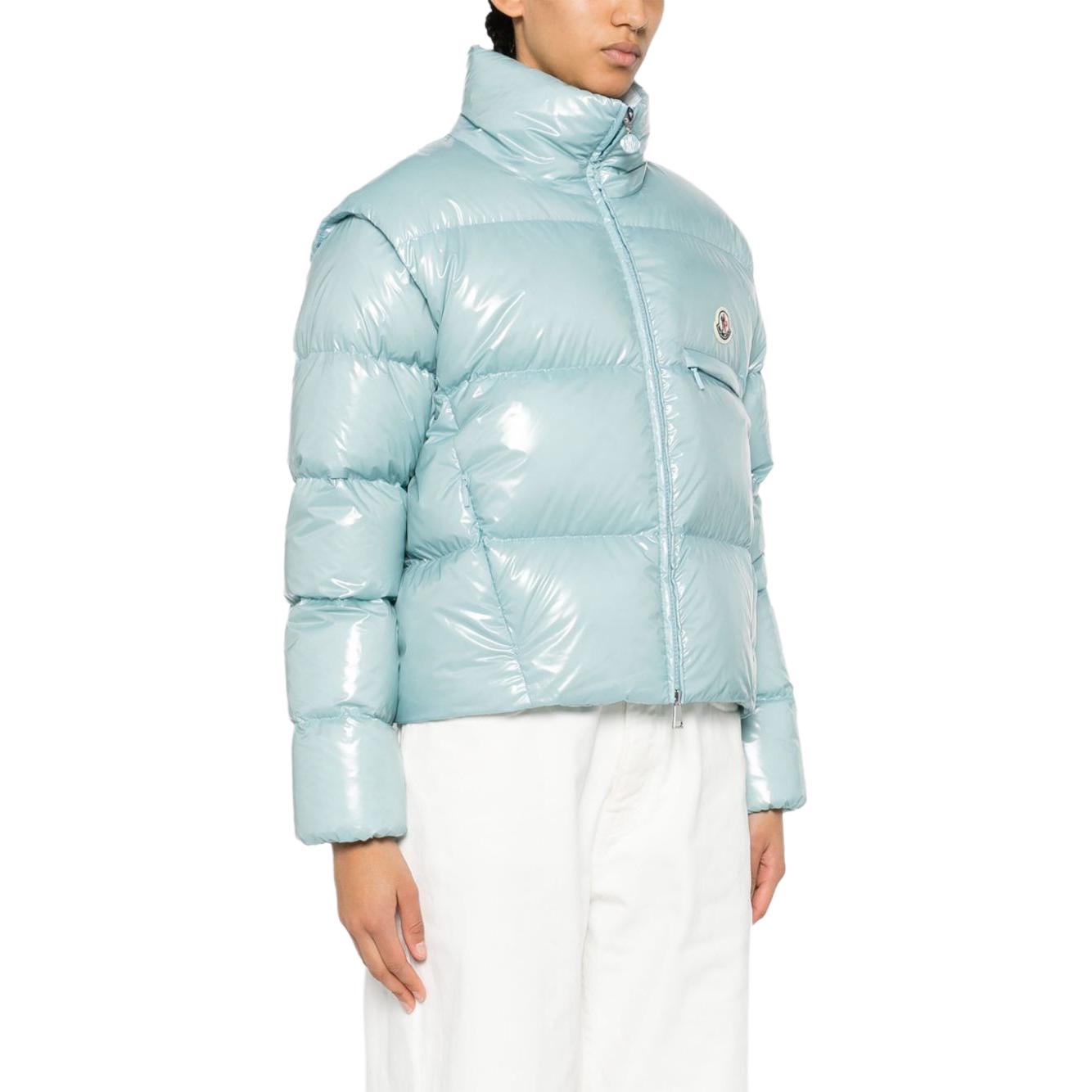 (Women) Moncler SS24 Almo Logo Detachable Sleeve Short Puffer Jacket Women Light Blue 1A000045960776R 圖 5