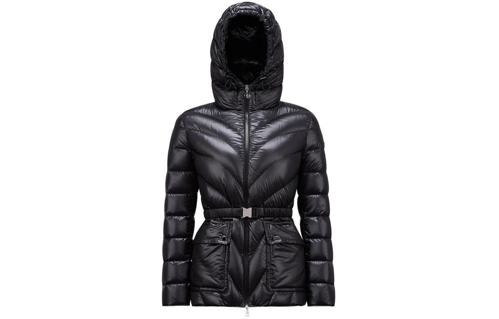 (Women) Moncler SS24 Argenno  Belted Short Down Jacket Black Long Sleeve. J10931A00068595ZZ999