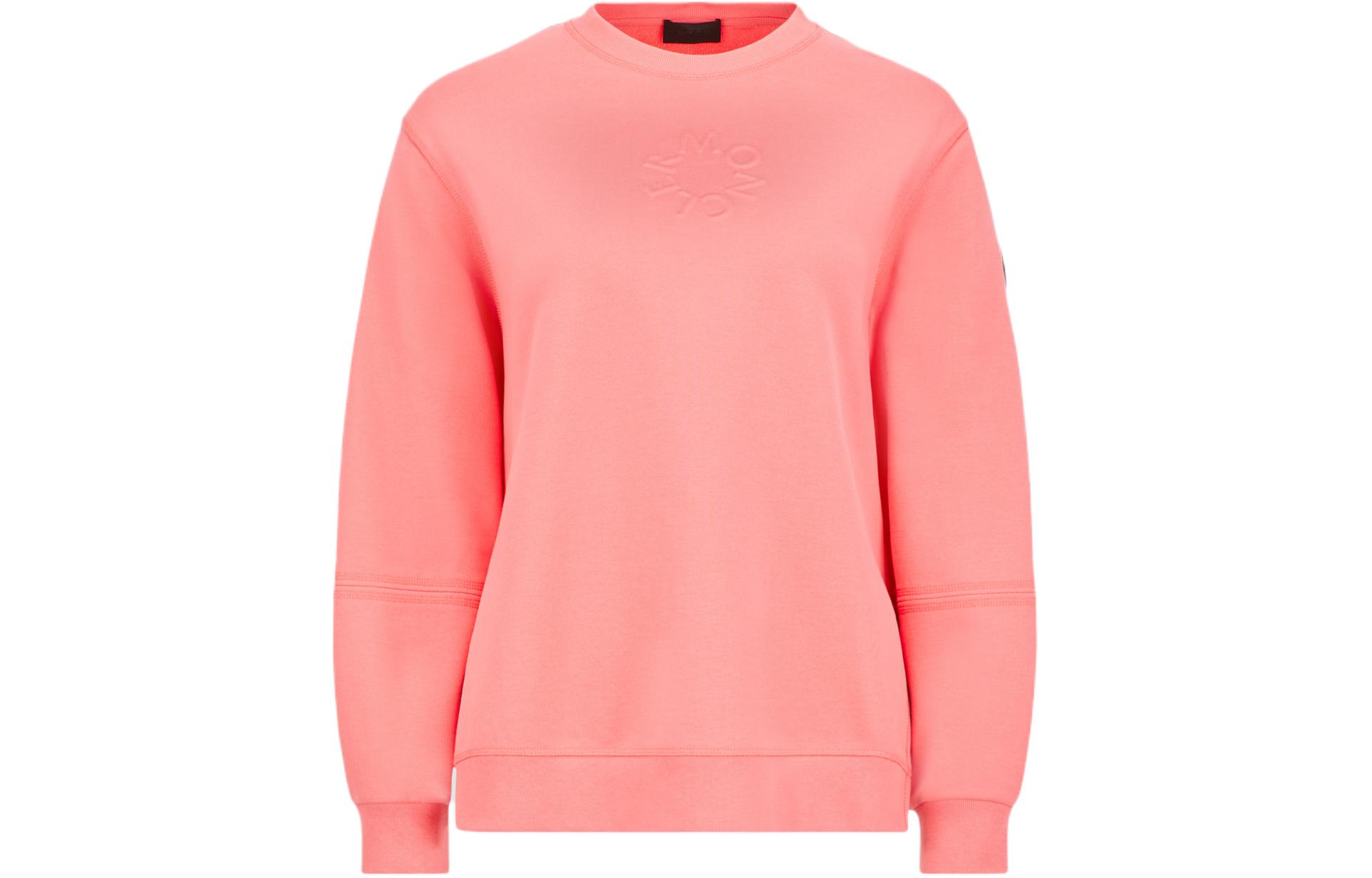 (Women) Moncler SS24 Embossed Logo Side-Slit Long-Sleeve Sweatshirt Women Pink J10938G00006809KR416