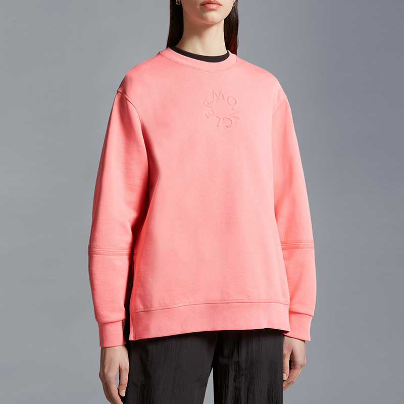 Shop (W) Moncler SS24 Baju Panjang Logo Timbul Belah Sisi Wanita Warna Merah Jambu J10938G00006809KR416