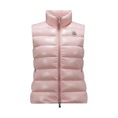 (Women) Moncler SS24 Ghany Logo Down Vest Pink Jacket. J20931A5250068950500