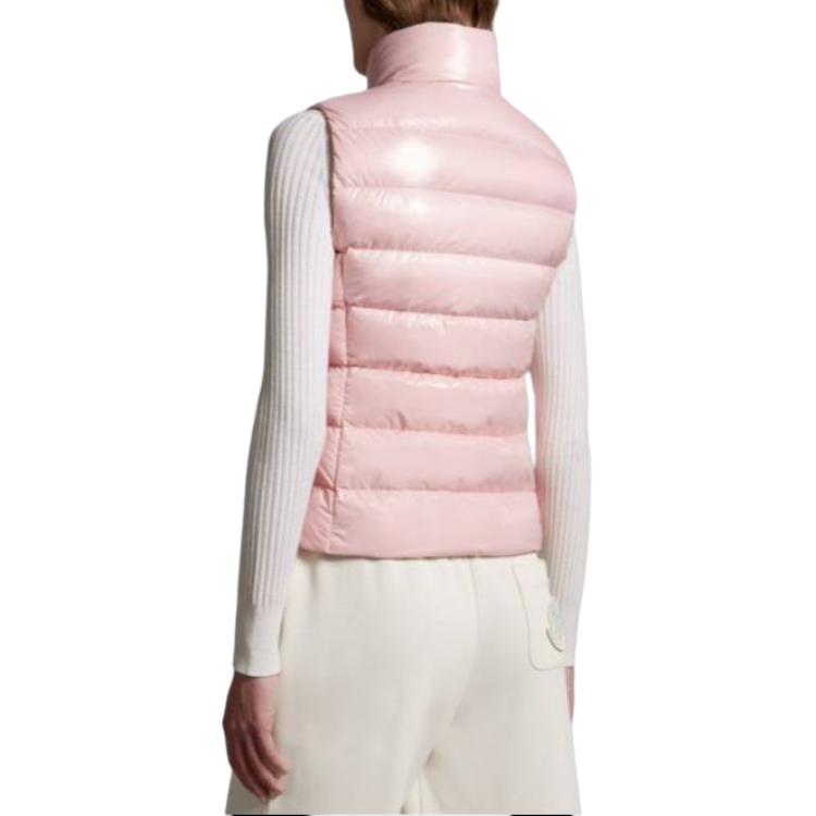 Shop (Women) Moncler SS24 Ghany Logo Down Vest Pink  Jacket. J20931A5250068950500