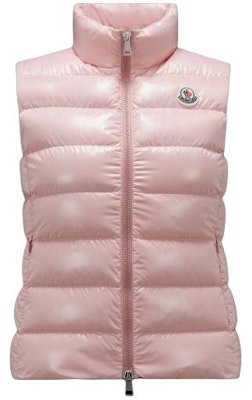 (Women) Moncler SS24 Pink Down Vest with Logo and Stand Collar I20931A5250068950500 Order (Women) Moncler SS24 Pink Down Vest with Logo and Stand Collar I20931A5250068950500