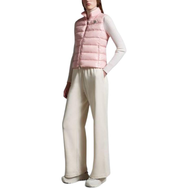 Lookbook (Women) Moncler SS24 Pink Down Vest with Logo and Stand Collar I20931A5250068950500