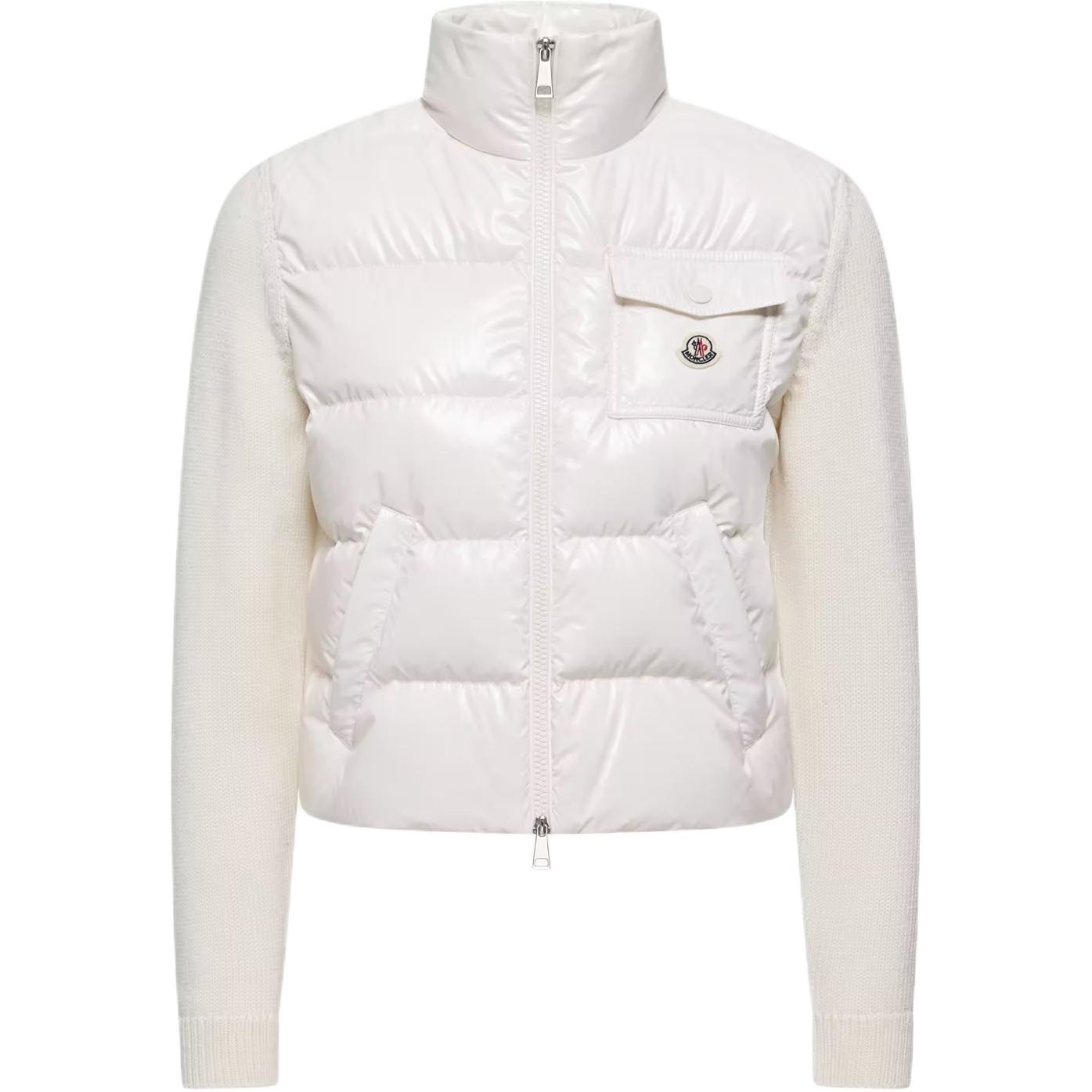 (Women) Moncler SS26  Padded Zip Cardigan - Casual Stylish Comfy Solid Crewneck. L10939B00023M7774034