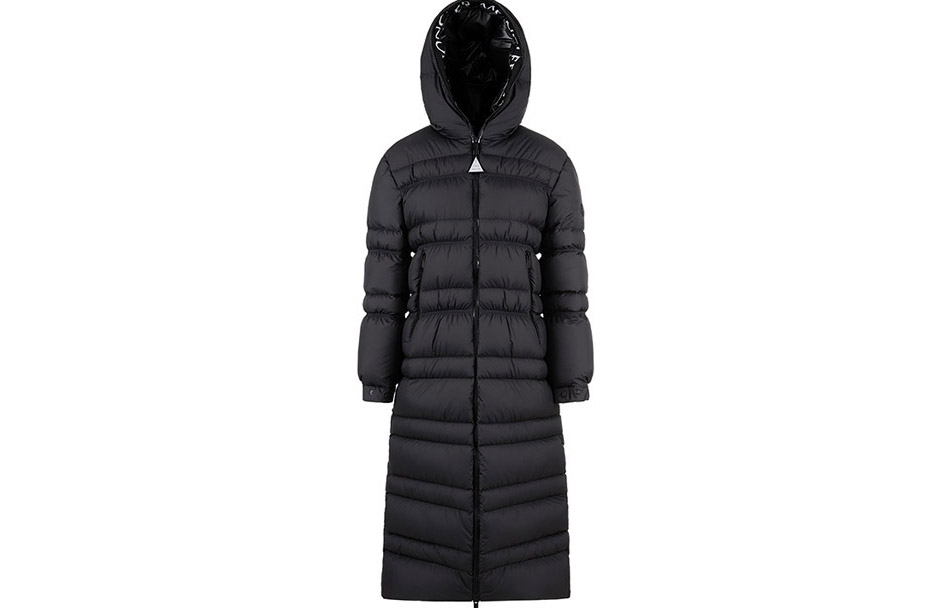 (Women) Moncler Tumen  Long Down Jacket with Embroidered Logo, Black. I20931C00006596IU999