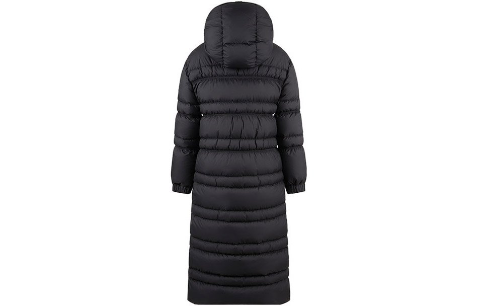 Lookbook (Women) Moncler Tumen  Long Down Jacket with Embroidered Logo, Black. I20931C00006596IU999