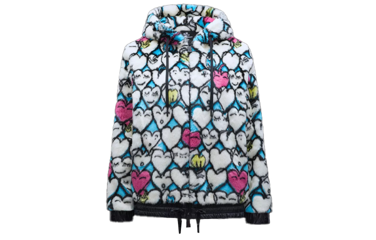 (Women) Moncler White Full-Print Heart Smiley Hooded Jacket. G20988G00017899IZ72S