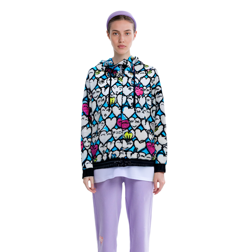 Sizing (W) Moncler 白色滿版心型笑臉連帽外套. G20988G00017899IZ72S