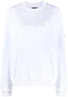 (Women) Moncler White Logo Embroidered Crewneck Sweatshirt H20938G0000780451 (Women) Moncler White Logo Embroidered Crewneck Sweatshirt H20938G0000780451