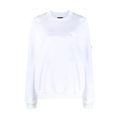 (Women) Moncler White Logo Embroidered Crewneck Sweatshirt H20938G0000780451