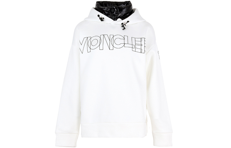 (Women) Moncler White Logo Hoodie Sweatshirt. 8G50910809HS034