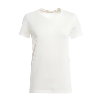 (Women) Moncler White Logo Patch Crewneck Short Sleeve T-Shirt. 8C73200V8058033