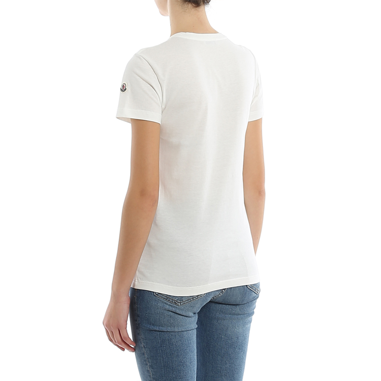 Details for (W) Moncler 白色Logo補丁短袖圓領T恤。 8C73200V8058033