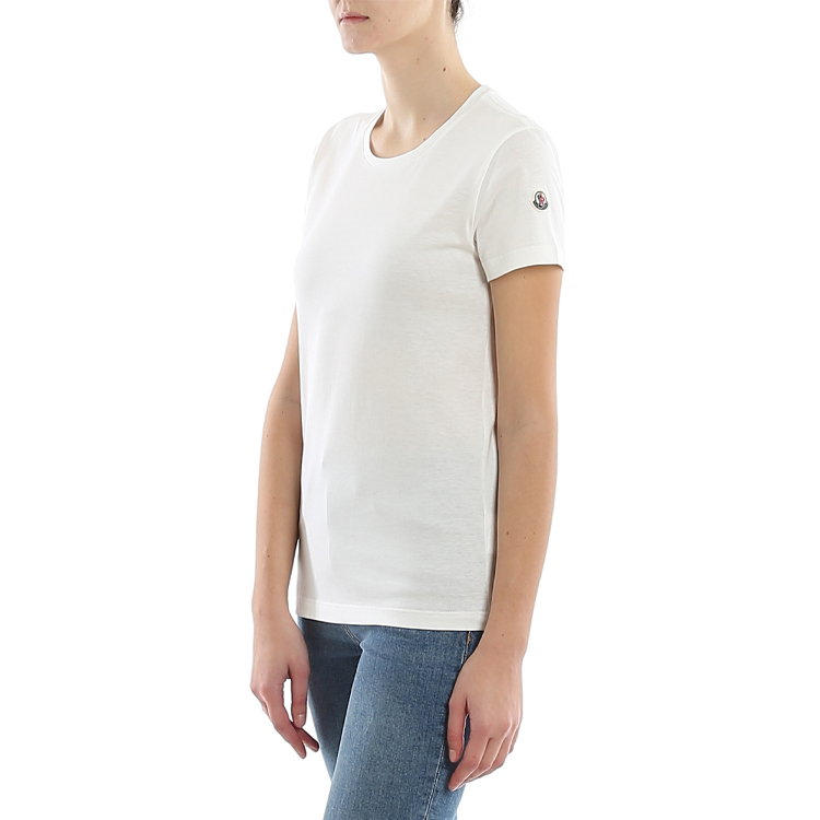 Sizing (W) Moncler 白色Logo補丁短袖圓領T恤。 8C73200V8058033