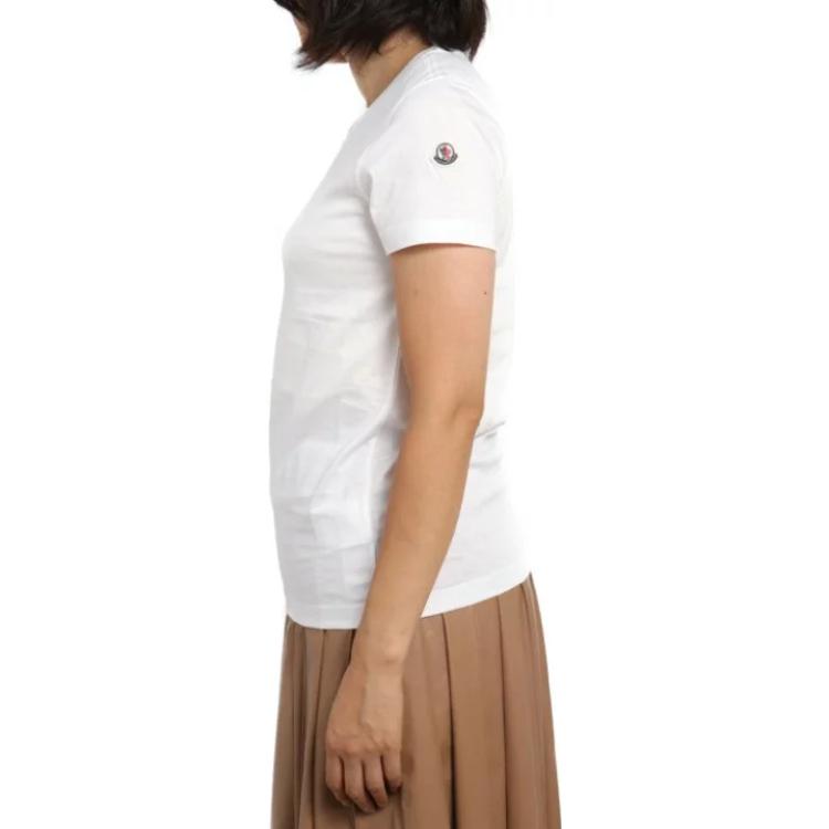 Cheap (W) Moncler 白色Logo補丁短袖圓領T恤。 8C73200V8058033