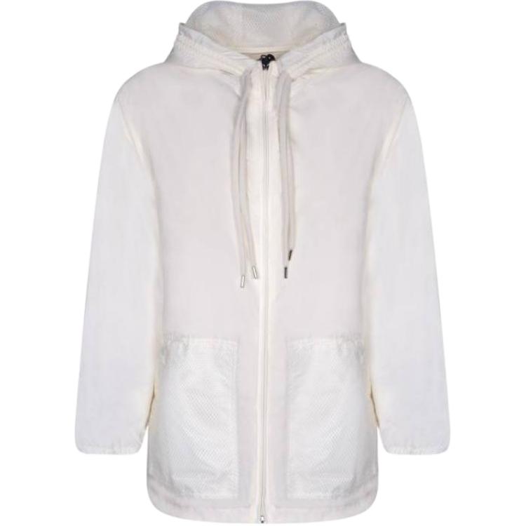 (Women) Moncler White Long Sleeve Hooded Zip-Up Loose Jacket J10931A001015968E032