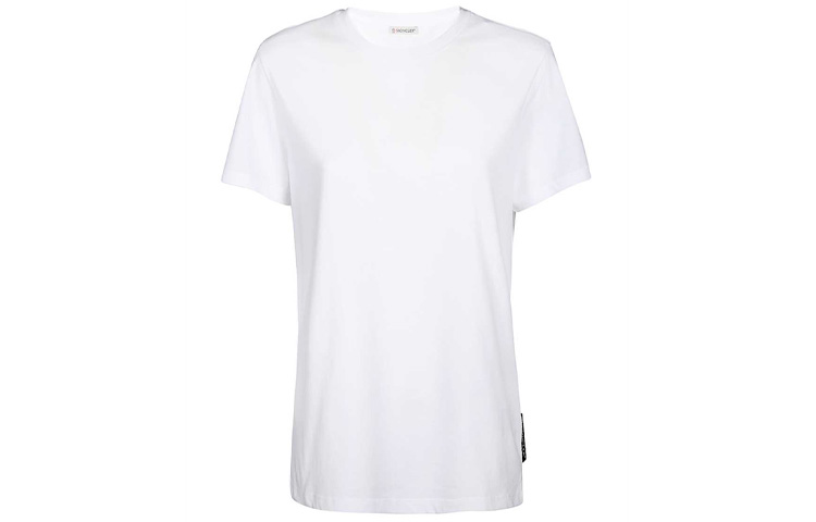 Lookbook (W) Moncler Baju-T Putih dengan Cetakan Huruf di Belakang 8091650V8094001