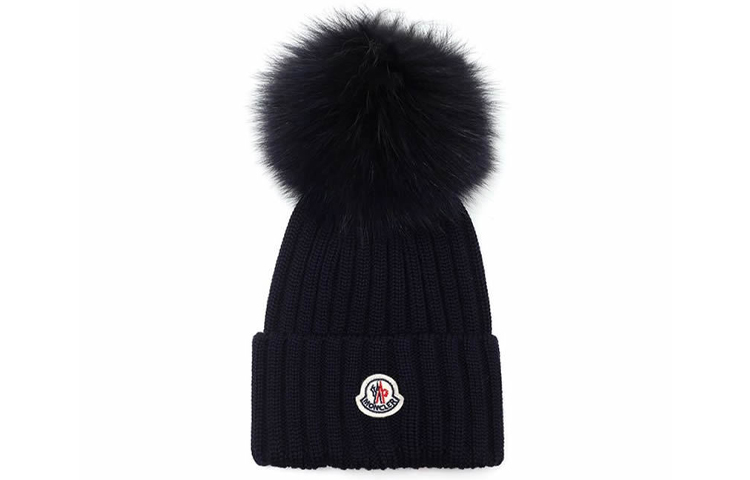 Order (W) Moncler Topi Beanie Bulu dengan Hiasan Pom-Pom 0933B70201A9327999