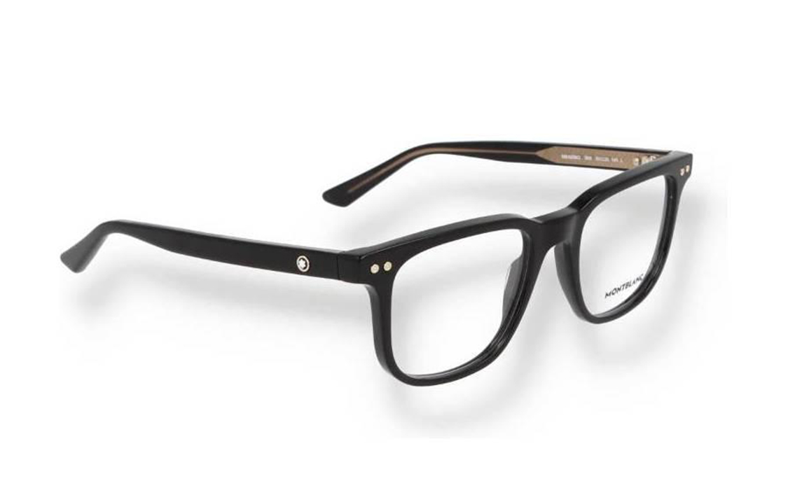 Lookbook (W) Montblanc Kacamata Hitam Frame Tidak Beraturan dengan Logo di Tangkai. MB0256O005