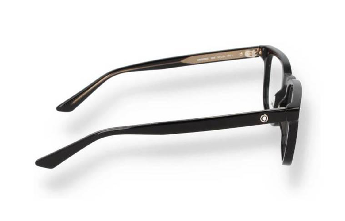 Shop (W) Montblanc Kacamata Hitam Frame Tidak Beraturan dengan Logo di Tangkai. MB0256O005