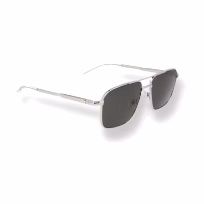 (Women) Montblanc Silver Alloy Pilot Sunglasses with Slim Temples. MB0278S001