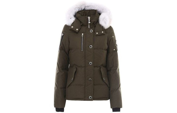 Order (W) Moose Knuckles 3Q FW21修身款毛领羽绒服 军绿色 MK2229L3Q-774