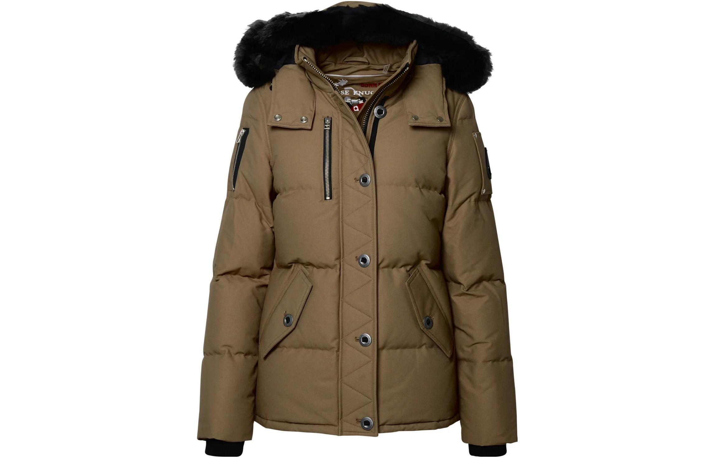 (Women) Moose Knuckles 3Q JKT  Brown Hooded Down Jacket Long Sleeve Coat. M32LJ129S-1195