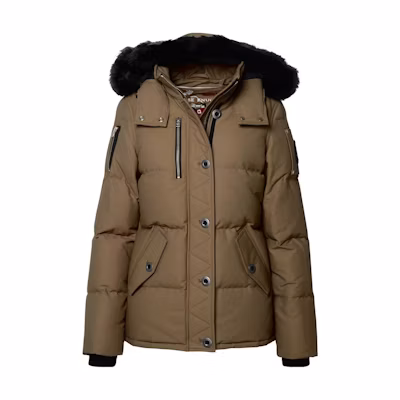 (Women) Moose Knuckles 3Q JKT Brown Hooded Down Jacket Long Sleeve Coat. M32LJ129S-1195