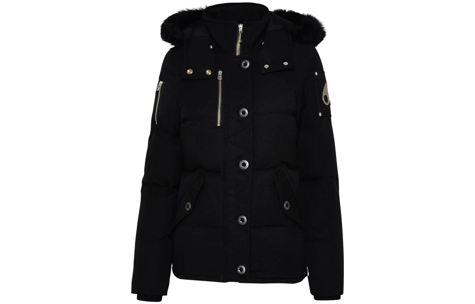 Order (W) Moose Knuckles 3Q春夏款黑色连帽羽绒夹克. M32LJ129S305