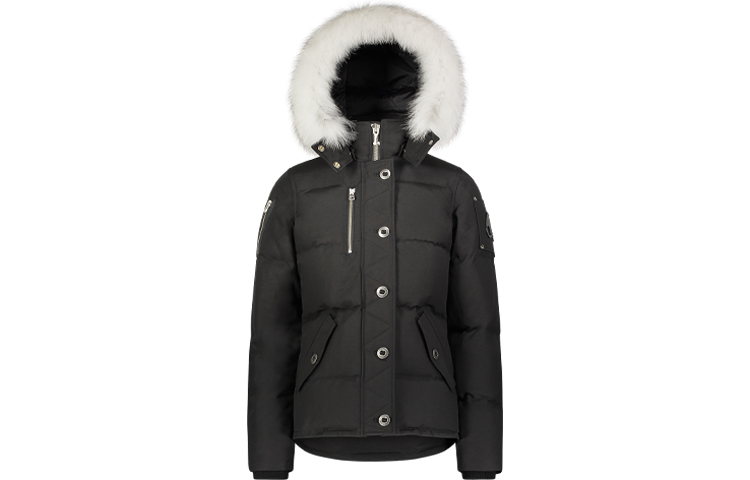 (Women) Moose Knuckles 3Q Slim Fit Down Jacket with Fur Trim Hood Black  Winter Coat. MK2229L3Q-290