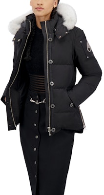 (W) Moose Knuckles 3Q修身羽绒服带毛领黑色冬季外套. MK2229L3Q-290 Details for (W) Moose Knuckles 3Q修身羽绒服带毛领黑色冬季外套. MK2229L3Q-290