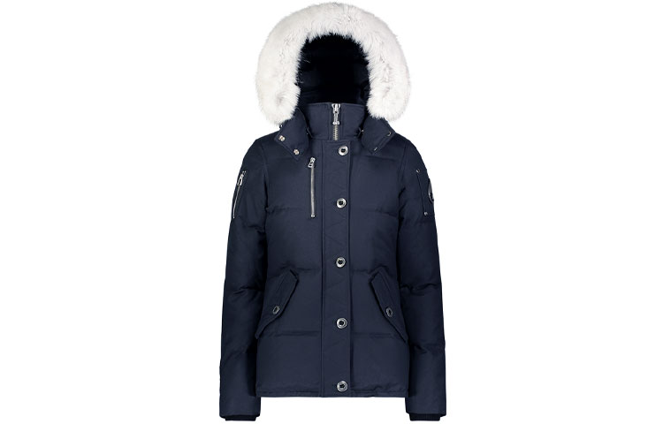 (Women) Moose Knuckles 3Q Slim Fit White Fox Fur Hooded Down Jacket FW21 Navy  Winter. MK2229L3Q-401