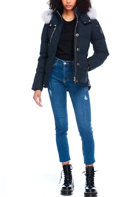 (W) Moose Knuckles 3Q修身白狐毛连帽羽绒服FW21海军蓝冬季款夹克. MK2229L3Q-401 Lookbook (W) Moose Knuckles 3Q修身白狐毛连帽羽绒服FW21海军蓝冬季款夹克. MK2229L3Q-401