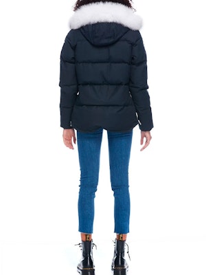 (W) Moose Knuckles 3Q修身白狐毛连帽羽绒服FW21海军蓝冬季款夹克. MK2229L3Q-401 Shop (W) Moose Knuckles 3Q修身白狐毛连帽羽绒服FW21海军蓝冬季款夹克. MK2229L3Q-401