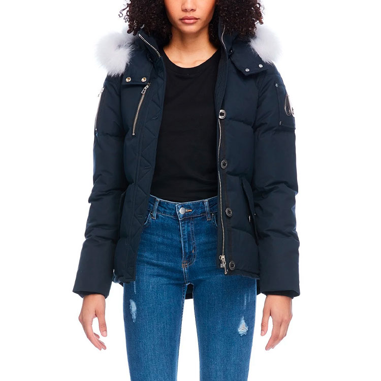 Sizing (W) Moose Knuckles 3Q修身白狐毛连帽羽绒服FW21海军蓝冬季款夹克. MK2229L3Q-401