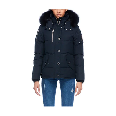 (Women) Moose Knuckles 3Q Slim Fit Down Jacket Navy Blue Winter Coat. MK2229L3Q-402